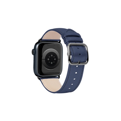Correa de lujo para Apple Watch 41 mm - Negra - Azul marino  - Piel Plata / Oro