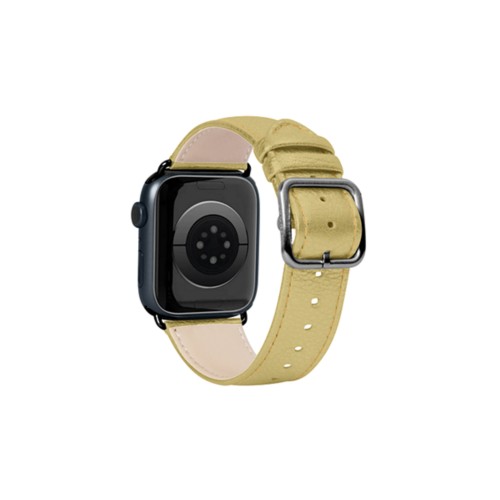 Correa de lujo para Apple Watch 41 mm - Negra - Dorado - Piel Plata / Oro