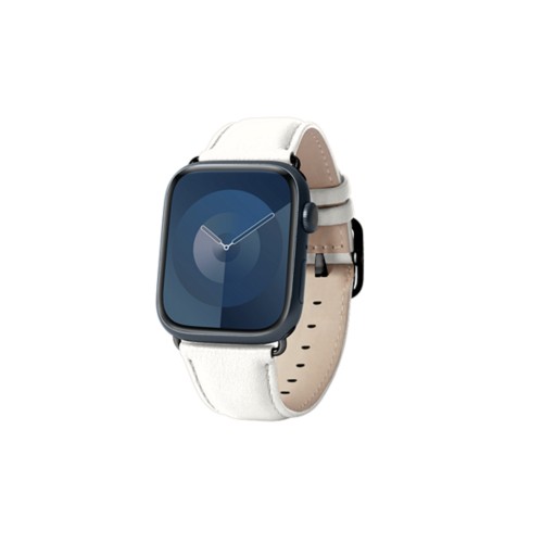 Correa de lujo para Apple Watch 41 mm - Negra - Blanco - Piel Liso