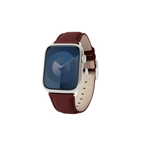 Cinturino Apple Watch con fibbia ad ardiglione, bordi risvoltati - Adattatore argento