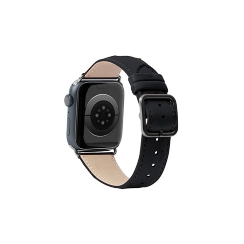 Luxus-Armband – Apple Watch 45 mm – Schwarz - Schwarz - Echtes Straußenleder
