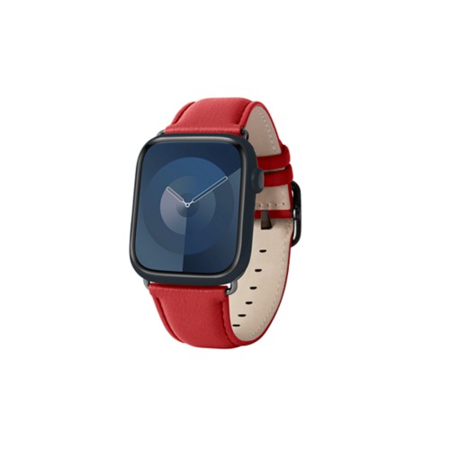 Correa de lujo para Apple Watch 45 mm - Negra - Rojo - Piel Liso