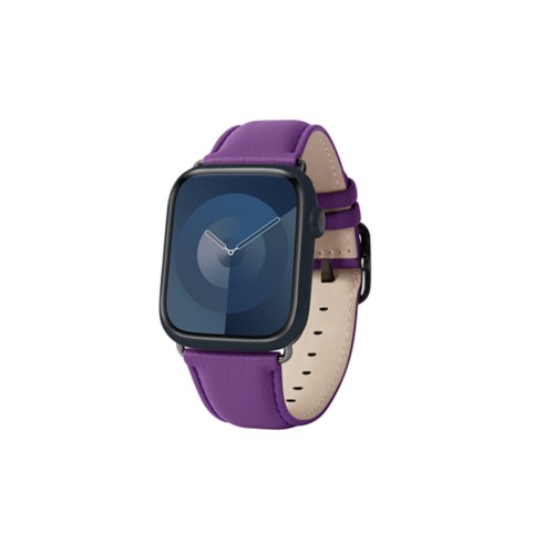 Luxus-Armband – Apple Watch 45 mm – Schwarz - Lavendel - Glattleder