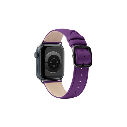 Correa de lujo para Apple Watch 45 mm - Negra - Lavanda - Piel Liso