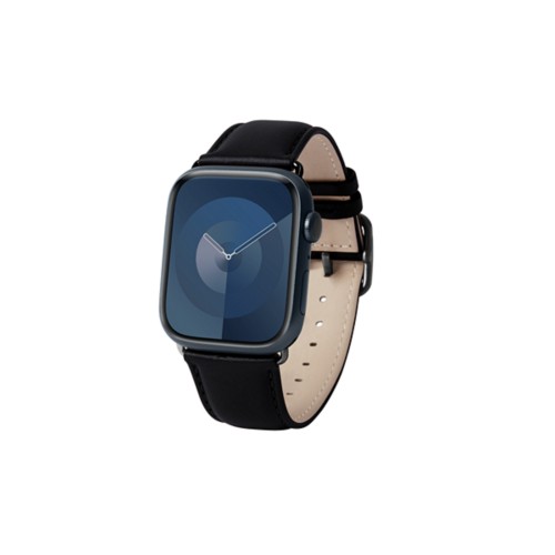 Luxus-Armband – Apple Watch 45 mm – Schwarz - Schwarz - Pflanzlich Gegerbtes Leder