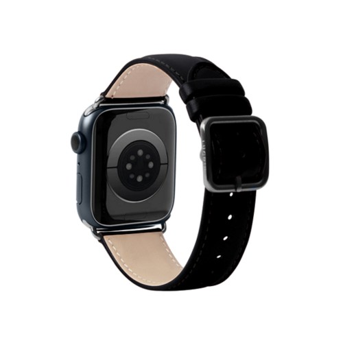 Luxus-Armband – Apple Watch 45 mm – Schwarz - Schwarz - Pflanzlich Gegerbtes Leder