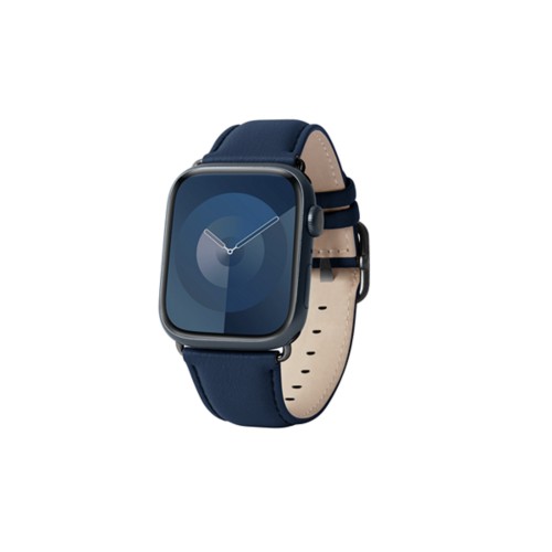 Luxus-Armband – Apple Watch 45 mm – Schwarz - Marineblau - Kalb Leder