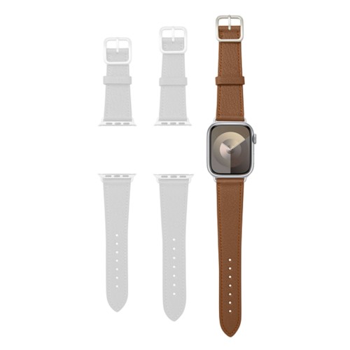 Cinturino Apple Watch con fibbia ad ardiglione, bordi dipinti a mano - Adattatore argento