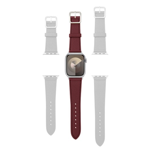 Cinturino Apple Watch con fibbia ad ardiglione, bordi dipinti a mano - Adattatore argento