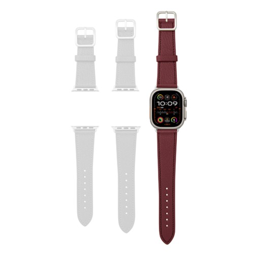 Cinturino Apple Watch Ultra con fibbia ad ardiglione, bordi dipinti a mano - Adattatore argento