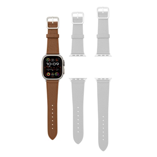 Cinturino Apple Watch Ultra con fibbia ad ardiglione, bordi dipinti a mano - Adattatore argento