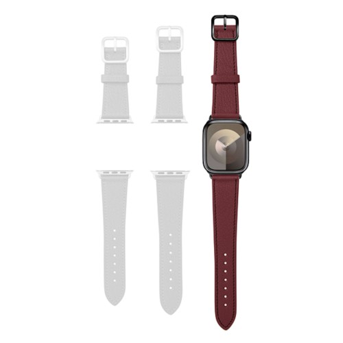 Cinturino Apple Watch con fibbia ad ardiglione, bordi dipinti a mano - Adattatore nero