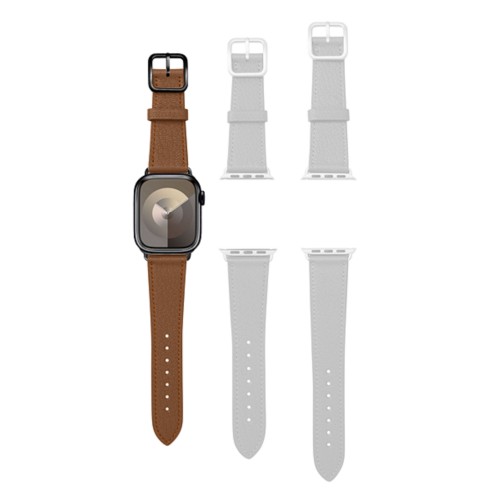 Cinturino Apple Watch con fibbia ad ardiglione, bordi dipinti a mano - Adattatore nero