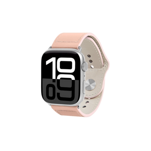 Cinturino sportivo per Apple Watch 42 mm - Chiusura pin-and-tuck - Nude - Pelle Liscia