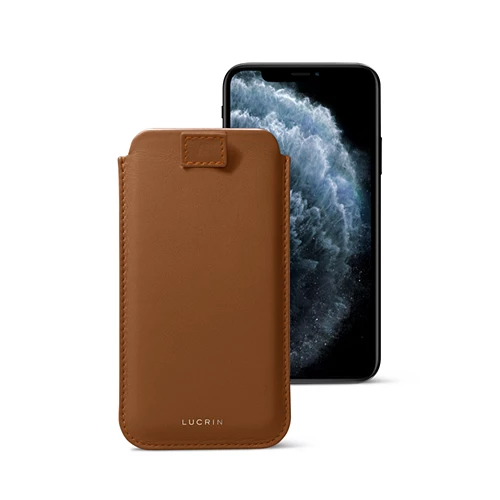 iPhone 11 Pro Max プルアップタブ付きレザーケース