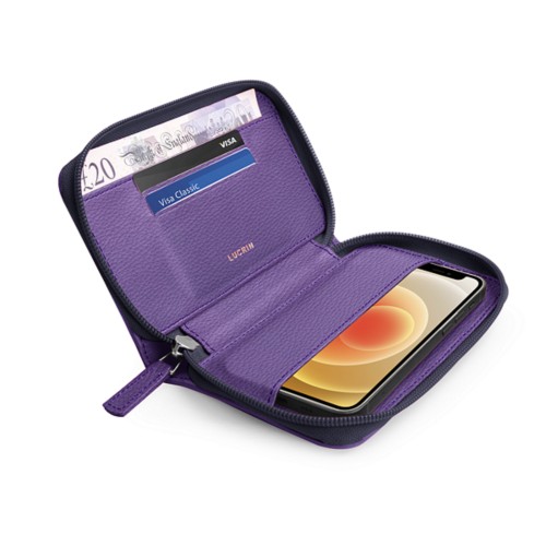 Custodia a portafoglio con zip per iPhone 12