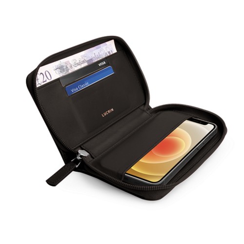 Custodia a portafoglio con zip per iPhone 12
