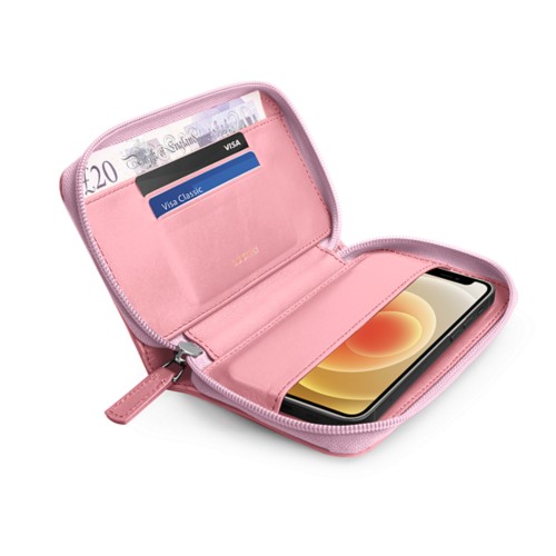 Custodia a portafoglio con zip per iPhone 12