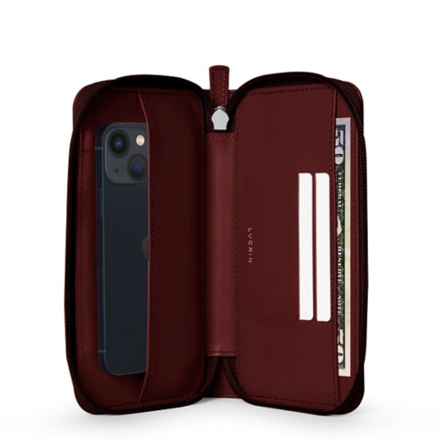 Custodia portafoglio con zip per iPhone 13 mini