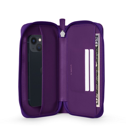 Custodia portafoglio con zip per iPhone 13 mini