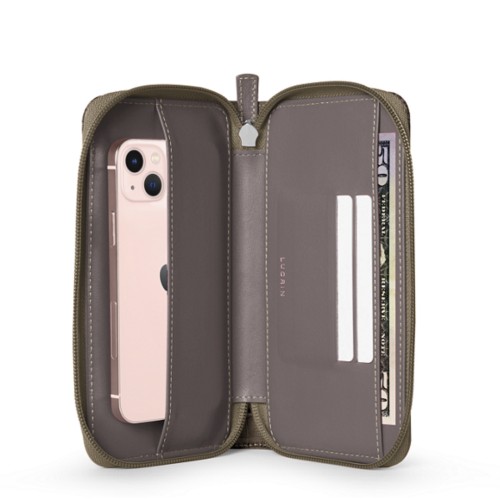 Custodia portafoglio con zip per iPhone 13