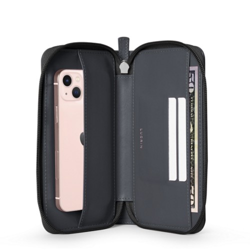 Custodia portafoglio con zip per iPhone 13