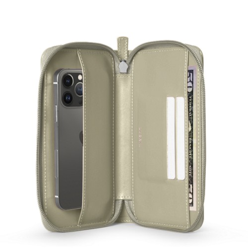 Custodia portafoglio con zip per iPhone 13 Pro