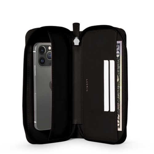 Custodia portafoglio con zip per iPhone 13 Pro