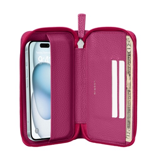 Custodia portafoglio con zip - iPhone 15