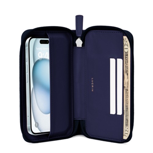 Custodia portafoglio con zip - iPhone 15