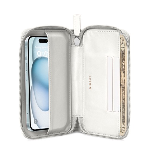 Custodia portafoglio con zip - iPhone 15