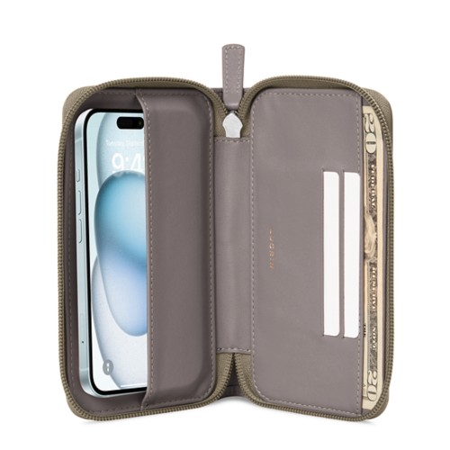 Custodia portafoglio con zip - iPhone 15