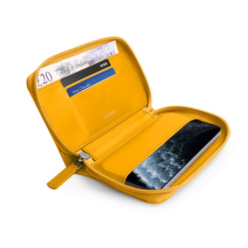 Custodia a portafoglio con zip per iPhone 11 Pro