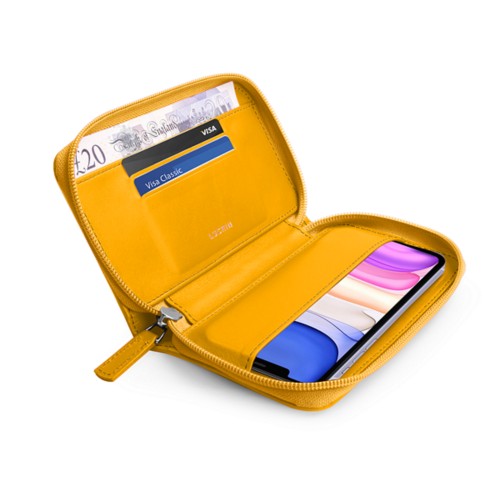 Custodia a portafoglio con zip per iPhone 11