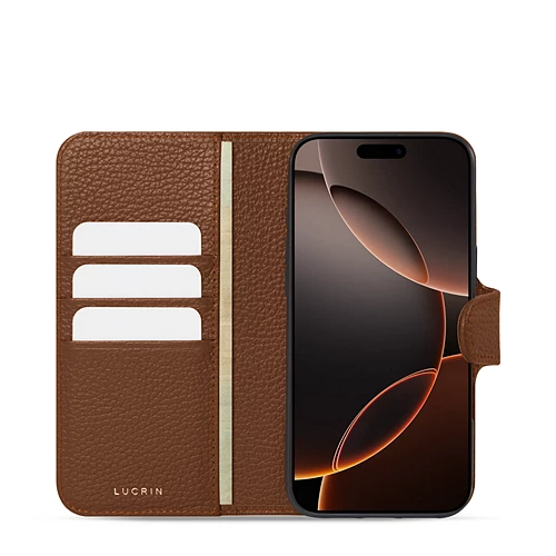 iPhone 16 Pro Max Luxury Hand-Crafted Leather Wallet Case by Lucrin Burgundy iPhone 16 Pro Max Luxury Hand-Crafted Leather Wallet Case by Lucrin Burgundy