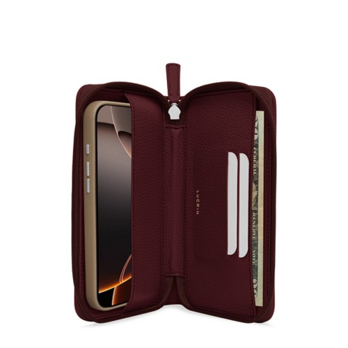 Custodia portafoglio con zip - iPhone 16 Pro Max