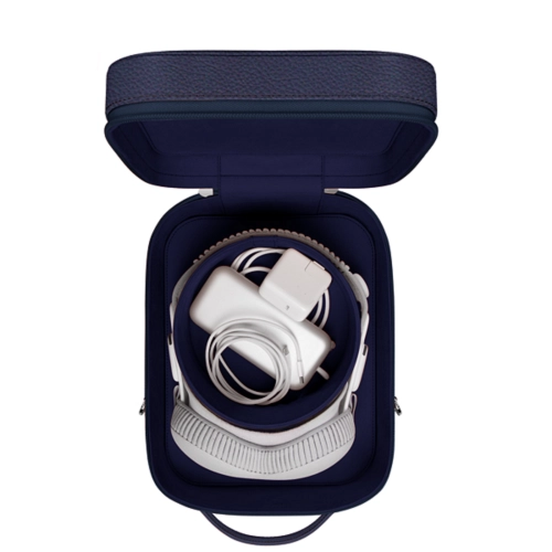 Apple Vision Pro Reisetasche - Marineblau - Genarbtes Leder
