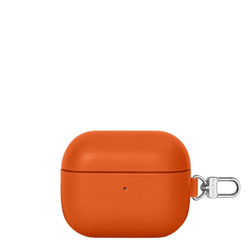 Case with Carabiner - AirPods 4 - Orange - Smooth Leather