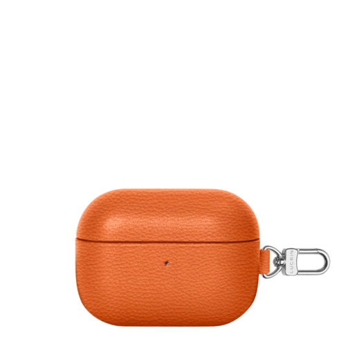 AirPods Pro 2 Case with Carabiner - Orange - Pebbled Leather