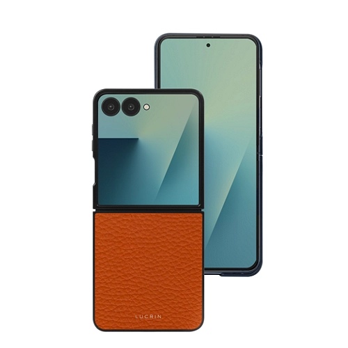 Étui Samsung Galaxy Z Flip 7 - Orange - Cuir Grainé
