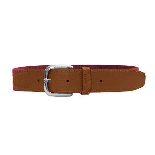 Leather-cotton red belt 3.5 cm