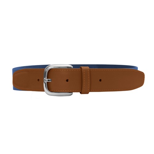 Leather-cotton blue belt 1.4 inches