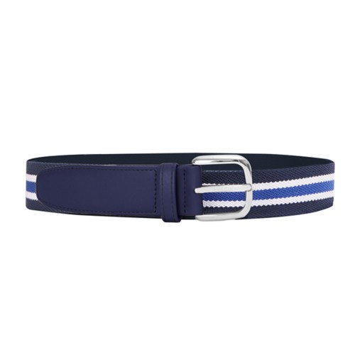 Leather-Cotton Stripe Blue Belt