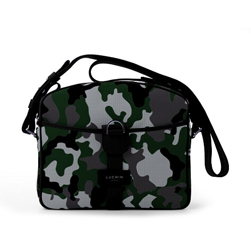 Mala de mensageiro pequena - Verde Claro-Preto - Camuflado