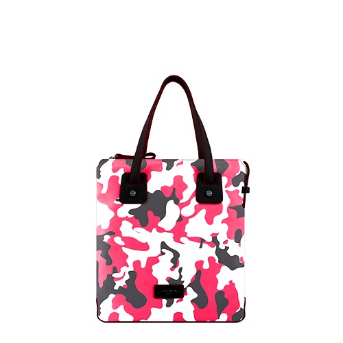 Mala Tote em Lona - Vermelho-Preto - Camuflado