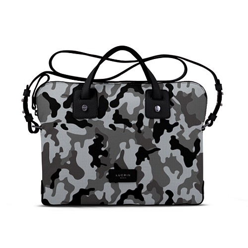 Pasta em Lona (13 polegadas) - Cinza-Preto - Camuflado