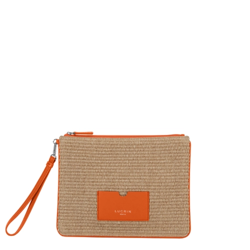 Raffia zomeretui - groot - Oranje - Soepel Leer