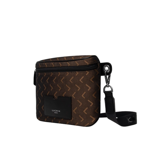Crossbody heuptasje uit premium stof - Donkerbruin - Jacquard Canvas