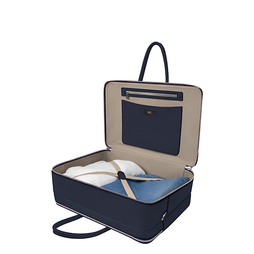Leather Carry-on Luggage | Business Trip Bag LUCRIN - Navy Blue