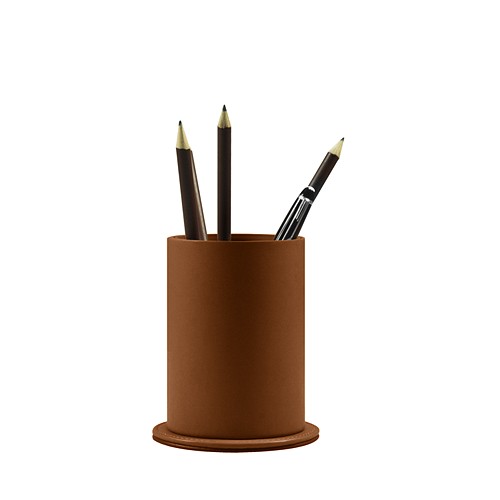 Round pen holder - Tan - Smooth Leather